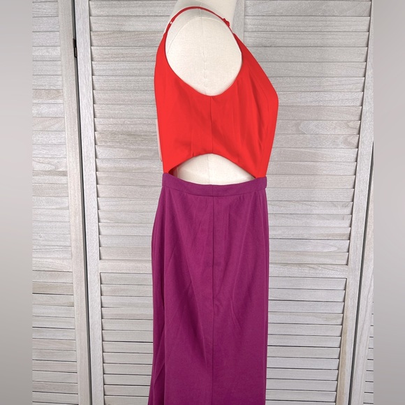 NANAMACS "Blessed with Beauty" One Shoulder Colorblock Maxi Dress Red/Purple-L - Picture 4 of 6